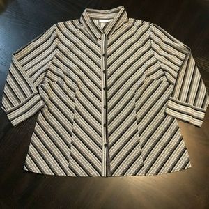 Apt 9 Womens Stretch Shirt Black And White Stripe